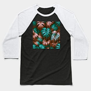 Pastel Monstera Tropical Leaves Baseball T-Shirt